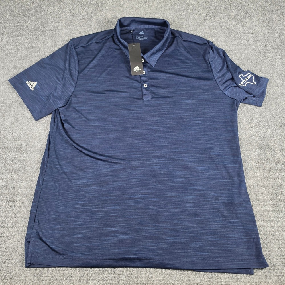 Adidas Polo Shirt Mens XL Navy Striated Golf w/Logo DZ7173 NWT - Picture 2 of 10